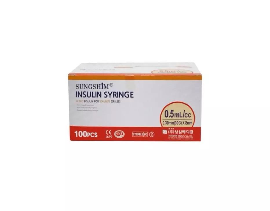 Sungshim 30G Ultra-Thin Insulin Syringe with Needles (8mm, 0.5cc) product image for Australian clinic catalogue