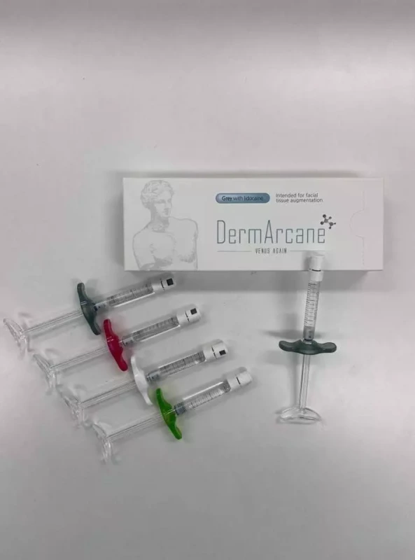 DermArcane filler with Lidocaine (Gray/Red/White/Green) product image for Australian clinic catalogue