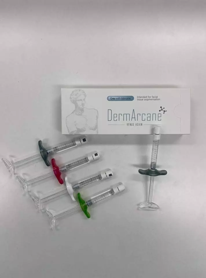 DermArcane filler with Lidocaine (Gray/Red/White/Green) product image for Australian clinic catalogue