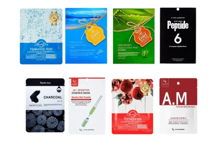 Hydrating face mask sheets (Snail / Charcoal / Collagen / Moisturizing / Sensitive skin / Hyaluronic acid / Aloe vera / Peptides) product photo 2