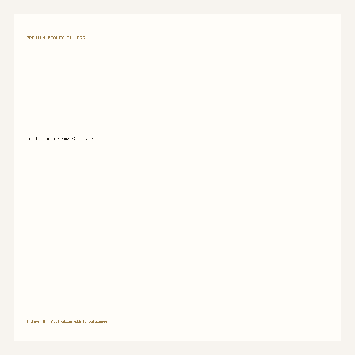Erythromycin 250mg (28 Tablets) catalogue identification card, Sydney desk
